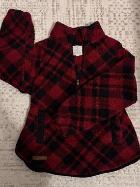 Red and Black Plaid Simply Southern Sherpa Pullover